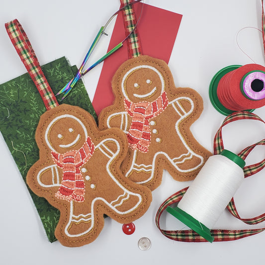 Embroidered Gingerbread Christmas Ornament (Set of 3)